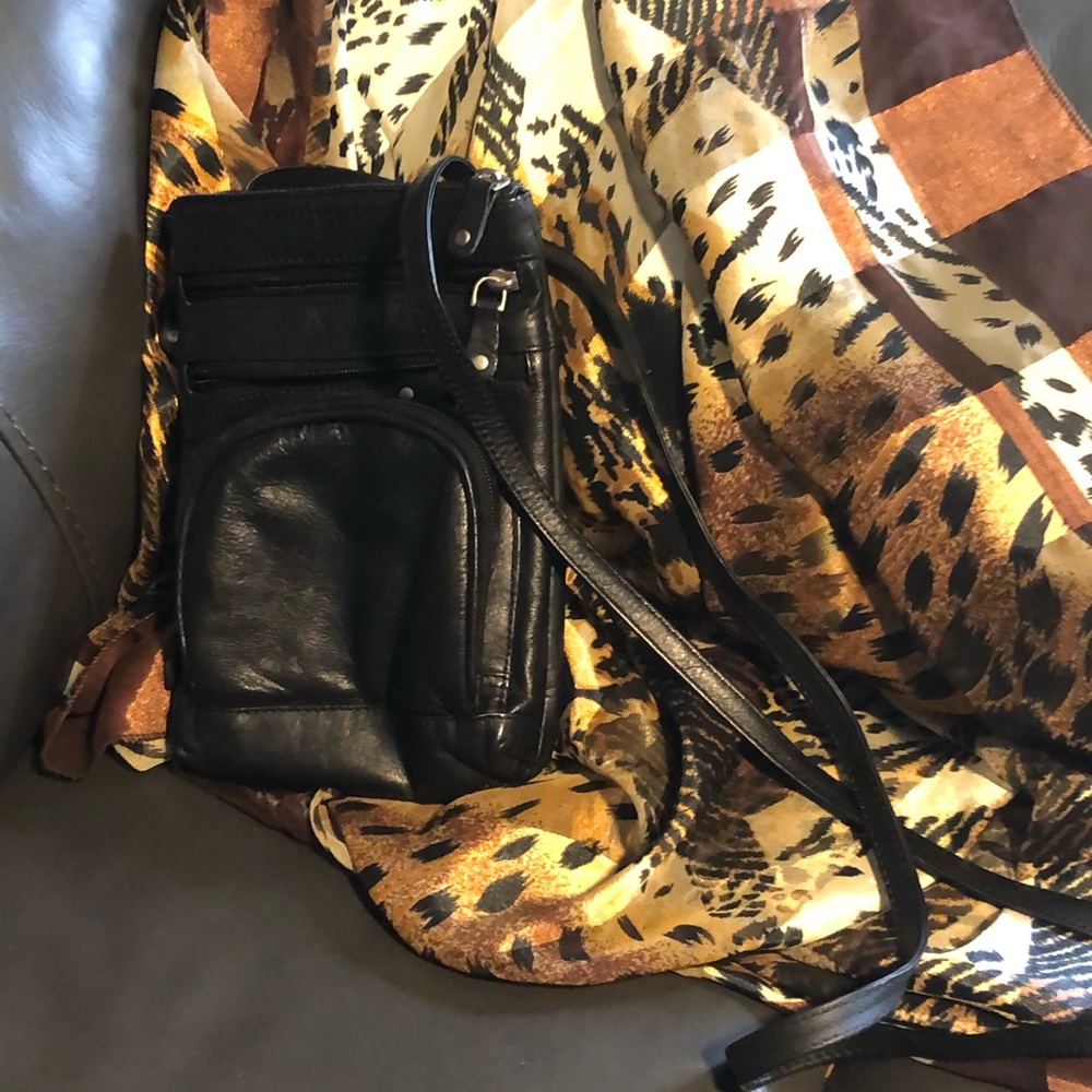 Black leather crossbody